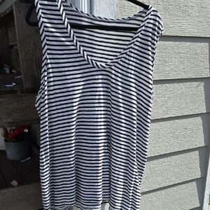 Caslon 2x Striped Black and White Sleeveless Top